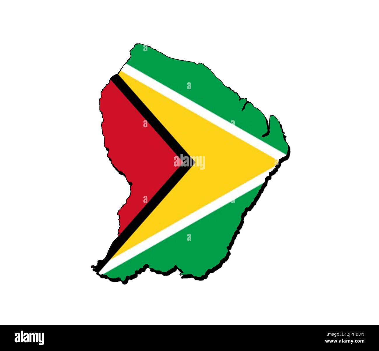 Silhouette de la carte du Guyana avec son drapeau Banque D'Images