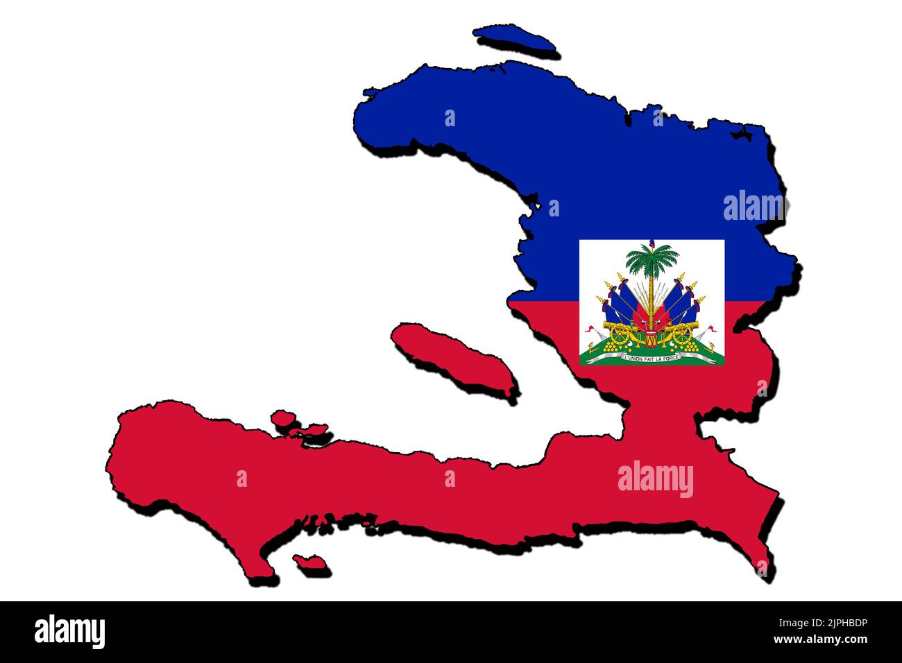 Silhouette de la carte d'Haïti avec son drapeau Banque D'Images