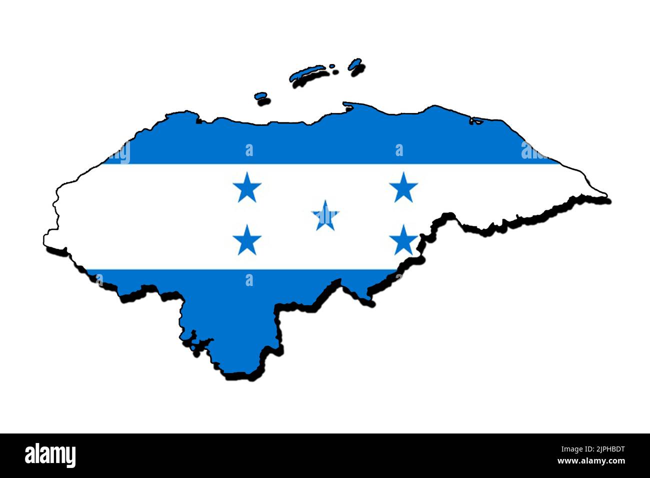Silhouette de la carte du Honduras avec son drapeau Banque D'Images
