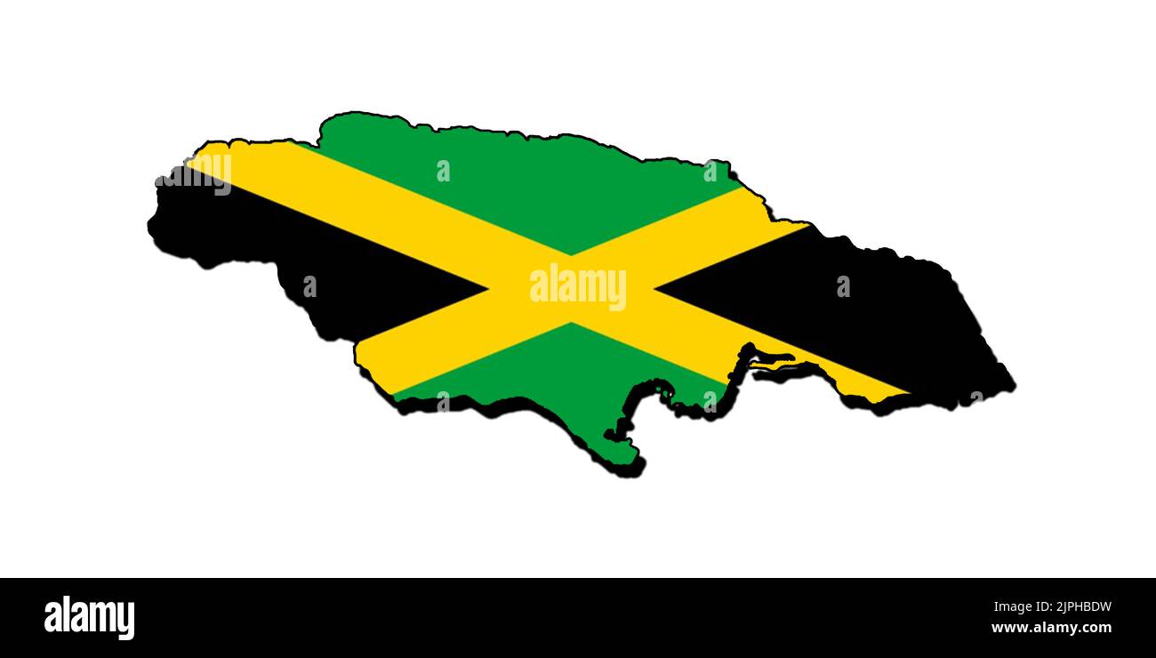Silhouette de la carte de la Jamaïque avec son drapeau Banque D'Images