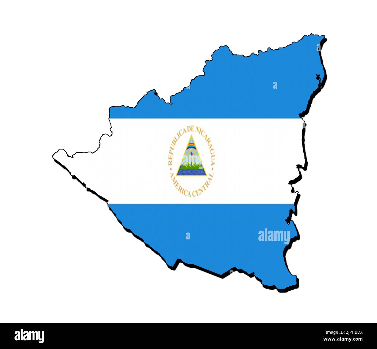Silhouette de la carte du Nicaragua avec son drapeau Banque D'Images