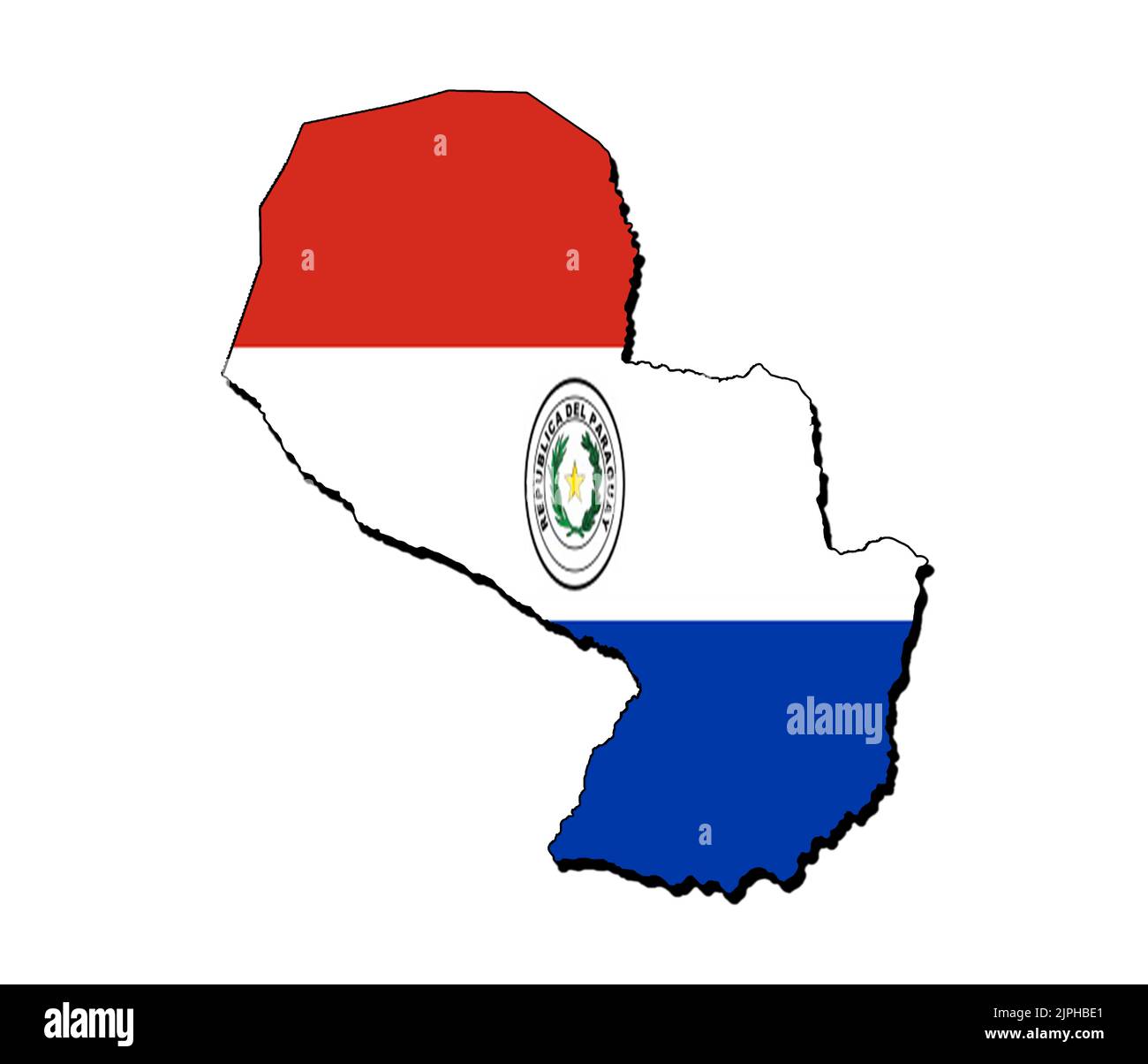 Silhouette de la carte du Paraguay avec son drapeau Banque D'Images