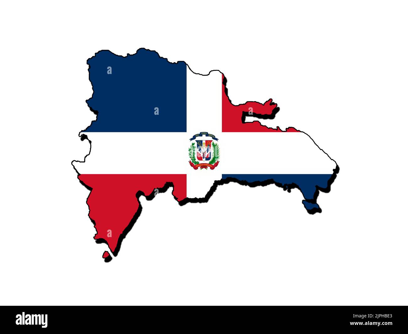 Silhouette de la carte de la République dominicaine avec son drapeau Banque D'Images
