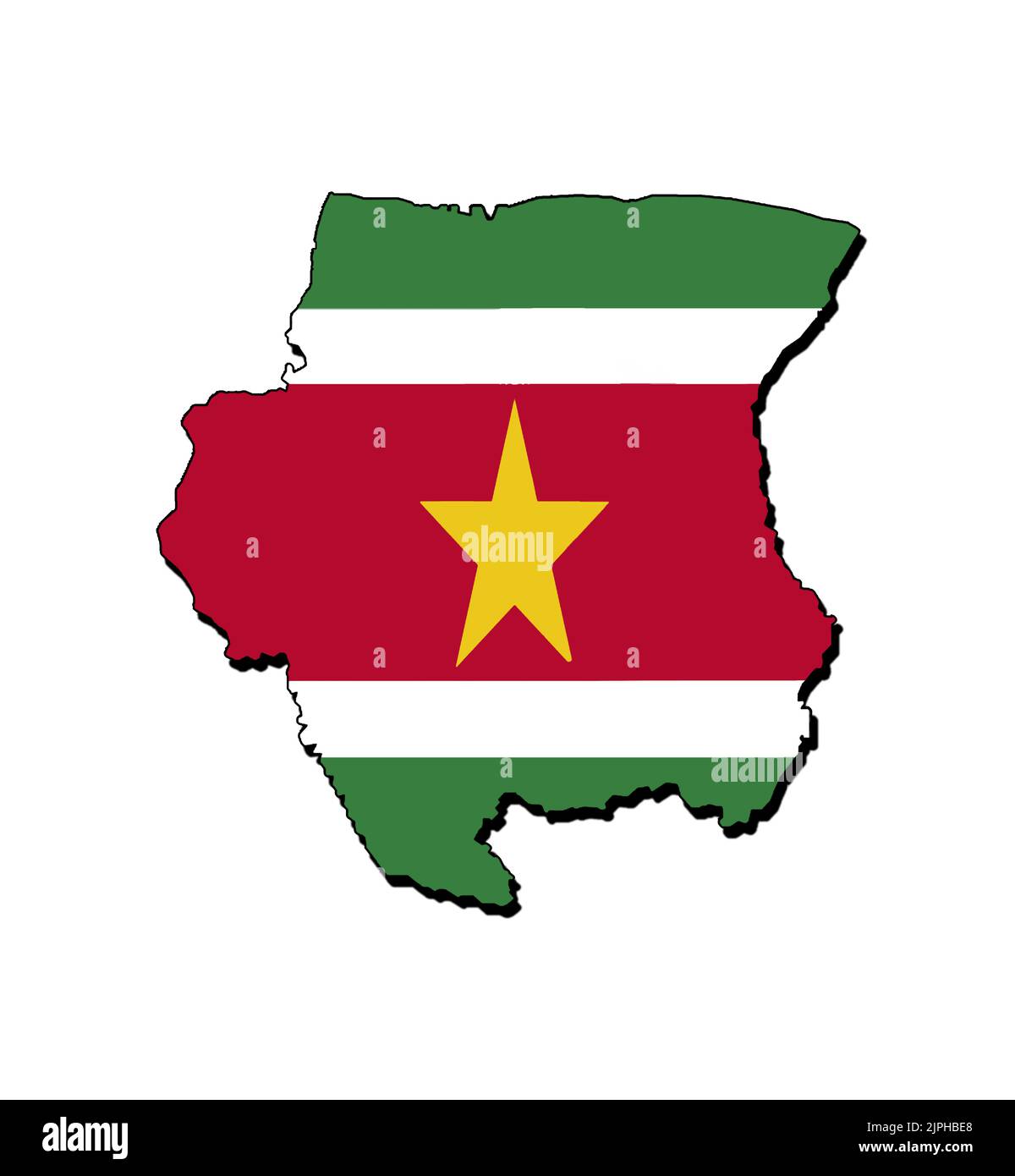 Silhouette de la carte du Suriname avec son drapeau Banque D'Images