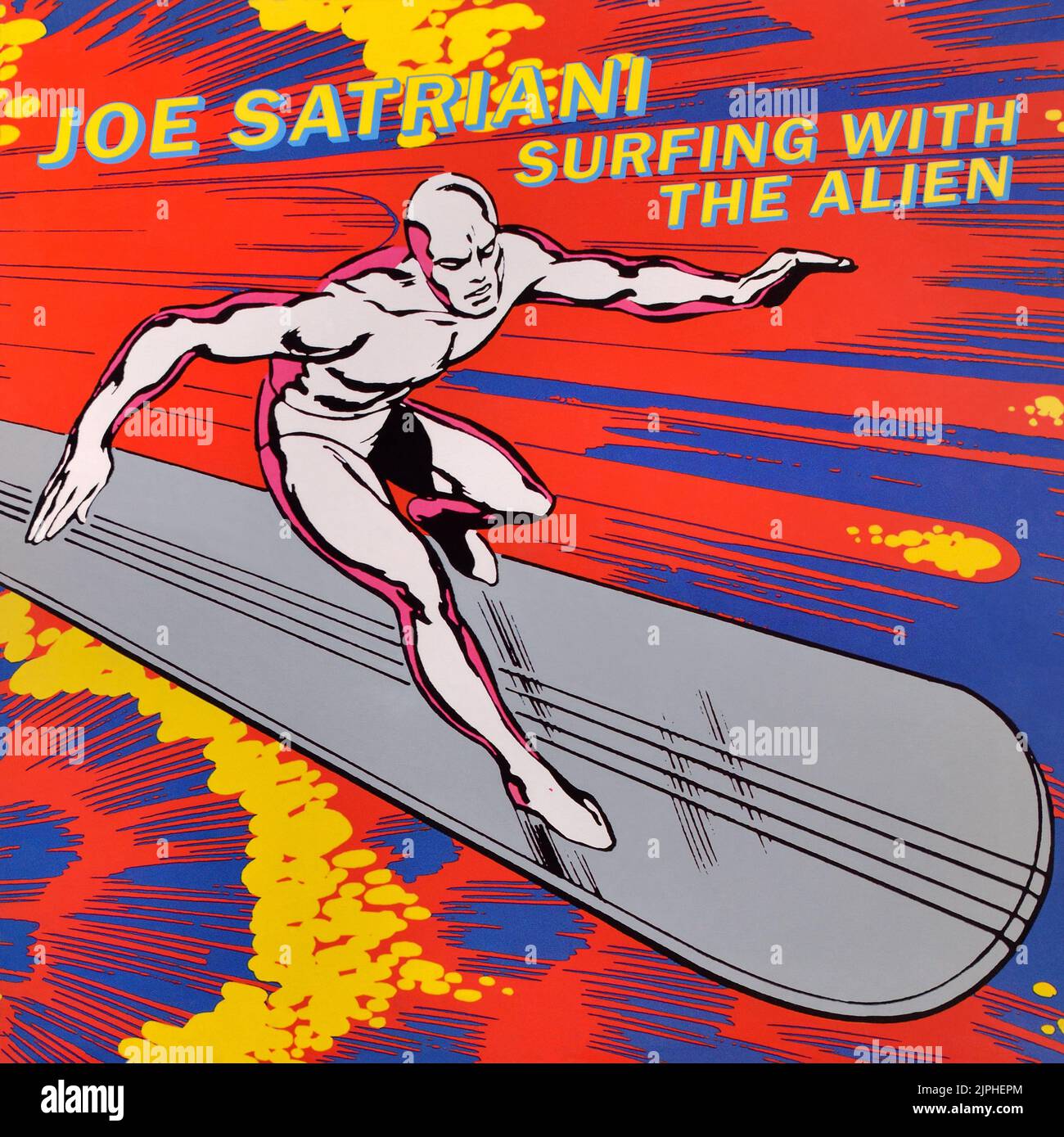Joe Satriani - pochette originale de l'album en vinyle - Surfing with the Alien - 1987 Banque D'Images
