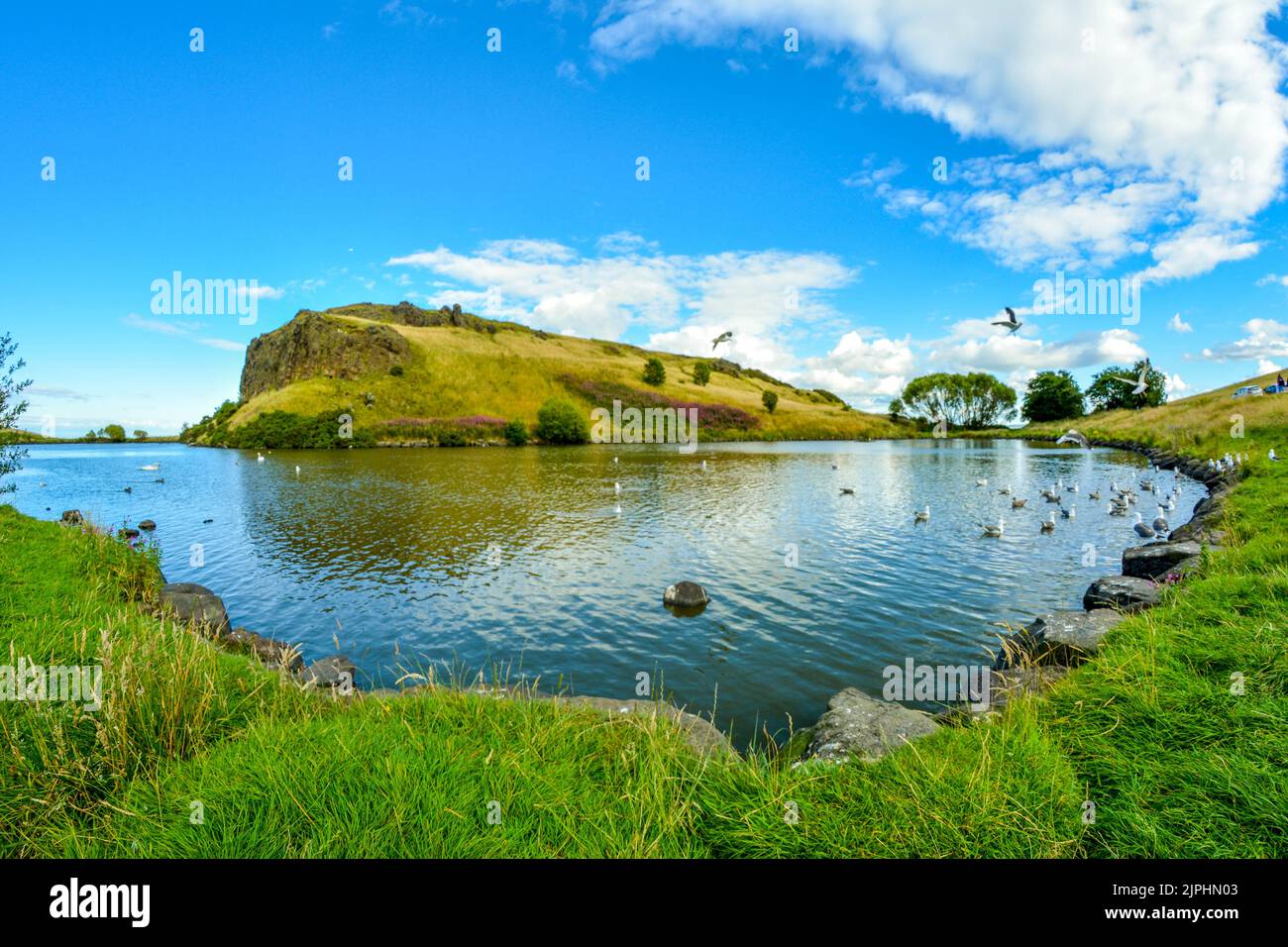 Arthur's Seat Lake, Édimbourg, Écosse. Arthur's Seat est un nom de The Peak situé en plein dans la ville d'Édimbourg. Banque D'Images