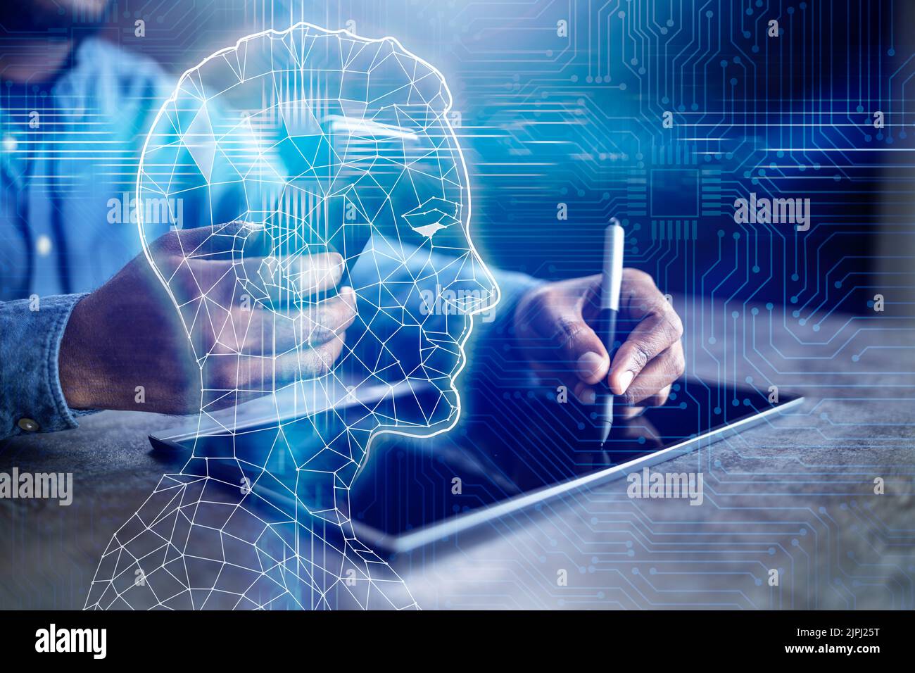 Analyste de données financières utilisant la technologie d'IA et l'apprentissage machine Banque D'Images