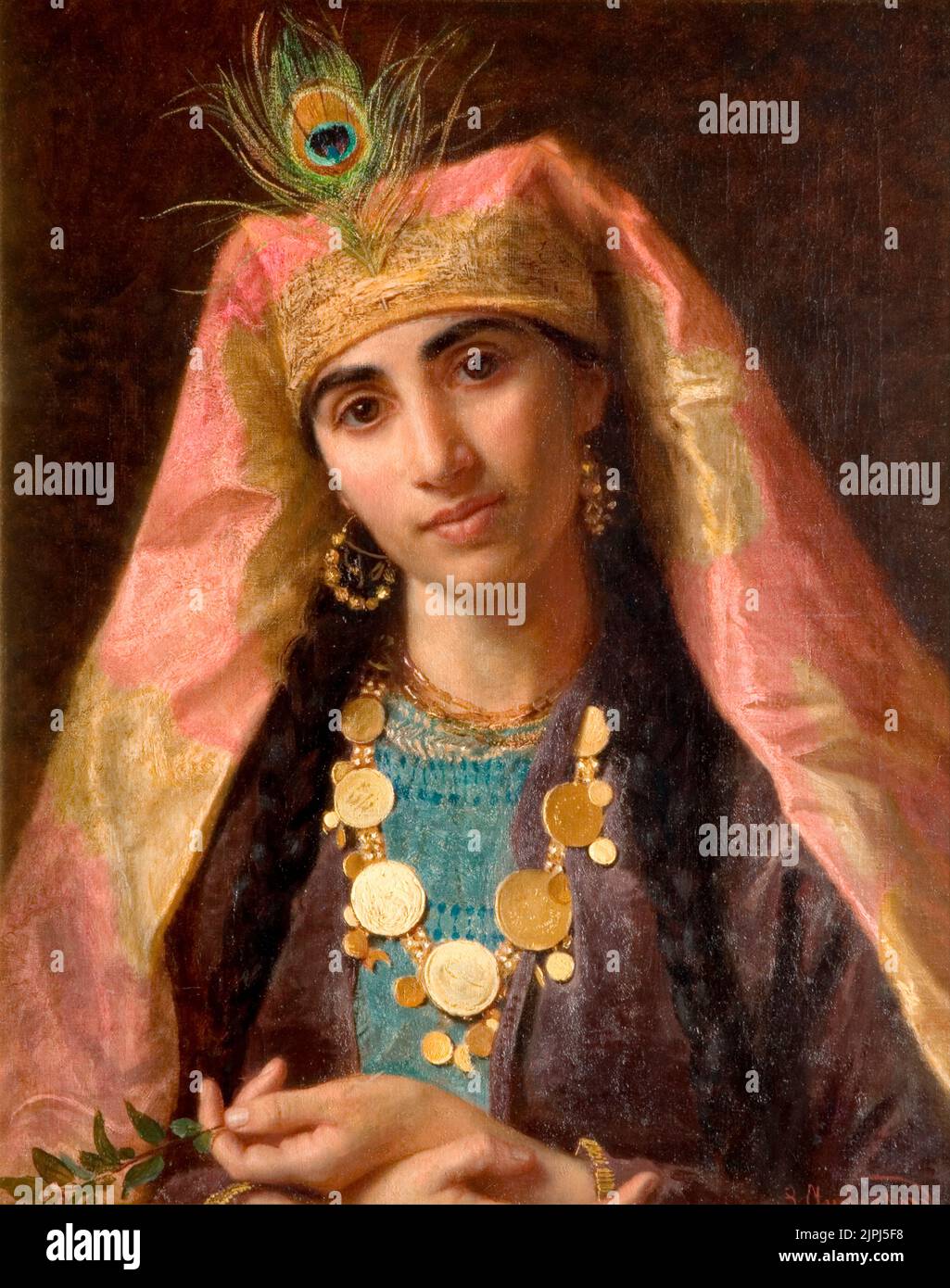 Scheherazade, personnage féminin majeur et conteur dans le cadre narratif de la collection de contes du Moyen-Orient connu sous le nom de mille et une nuits. 19th peinture du siècle par Sophie Anderson Banque D'Images