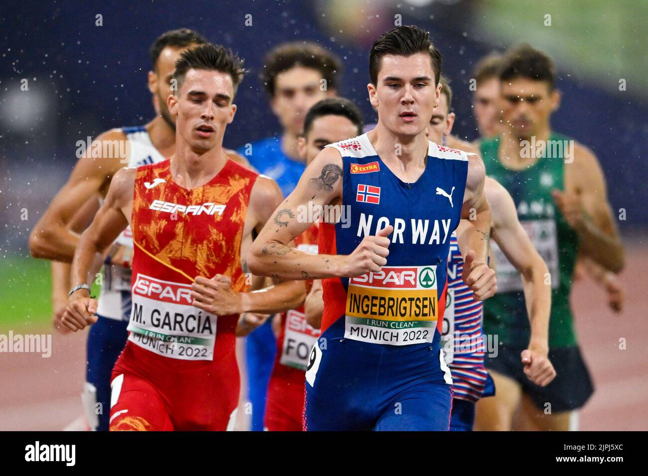 MUNCHEN, ALLEMAGNE - AOÛT 18: Jakob Ingebrigtsen de Norvège en compétition pour hommes 1500m aux Championnats d'Europe Munich 2022 à l'Olympiastadion on sur 18 août 2022 à Munchen, Allemagne (photo par Andy Astfalck/BSR Agency) Banque D'Images