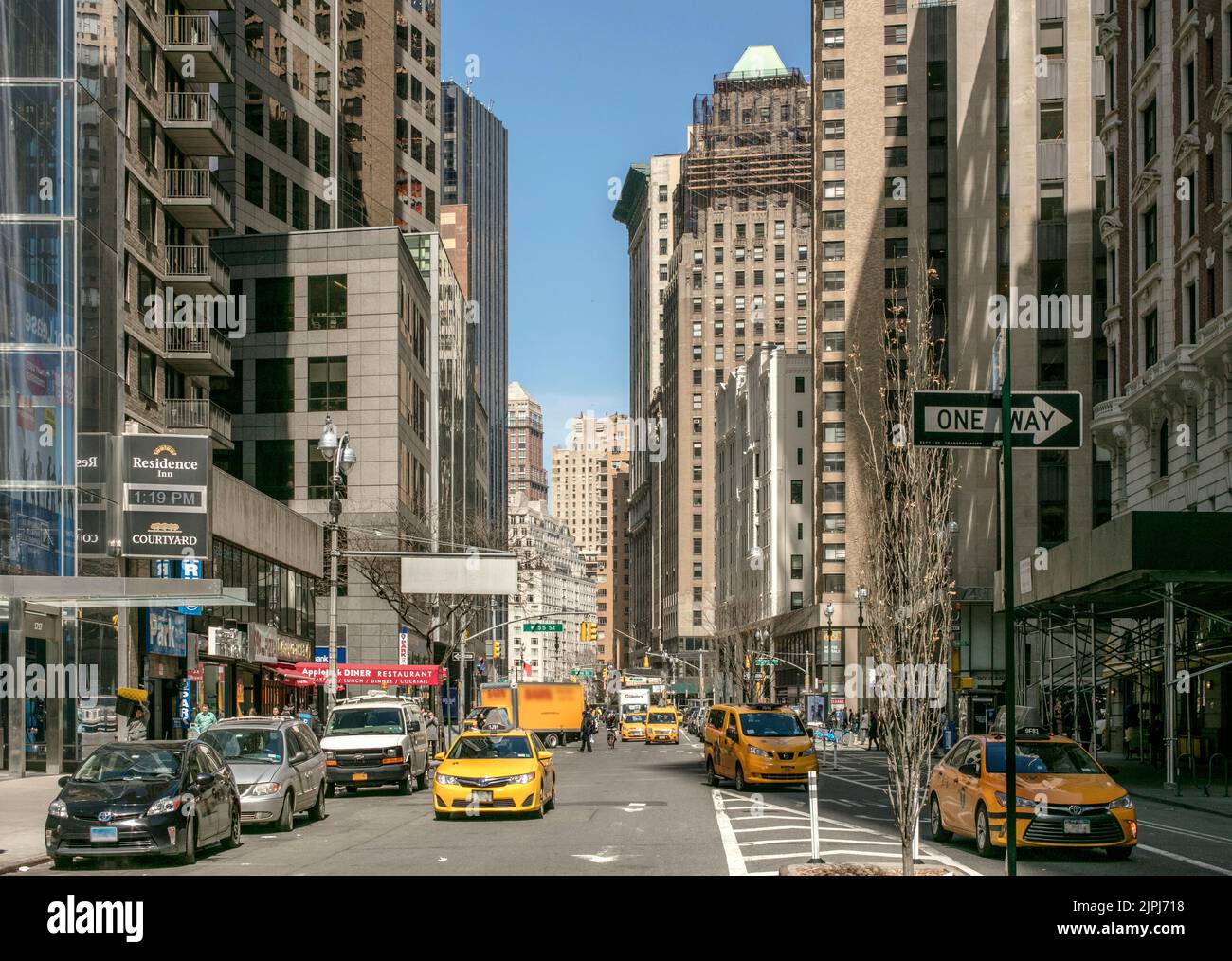 Scène de la ville Broadway et 53rd Street Manhattan, New York City, New York, Etats-Unis Banque D'Images