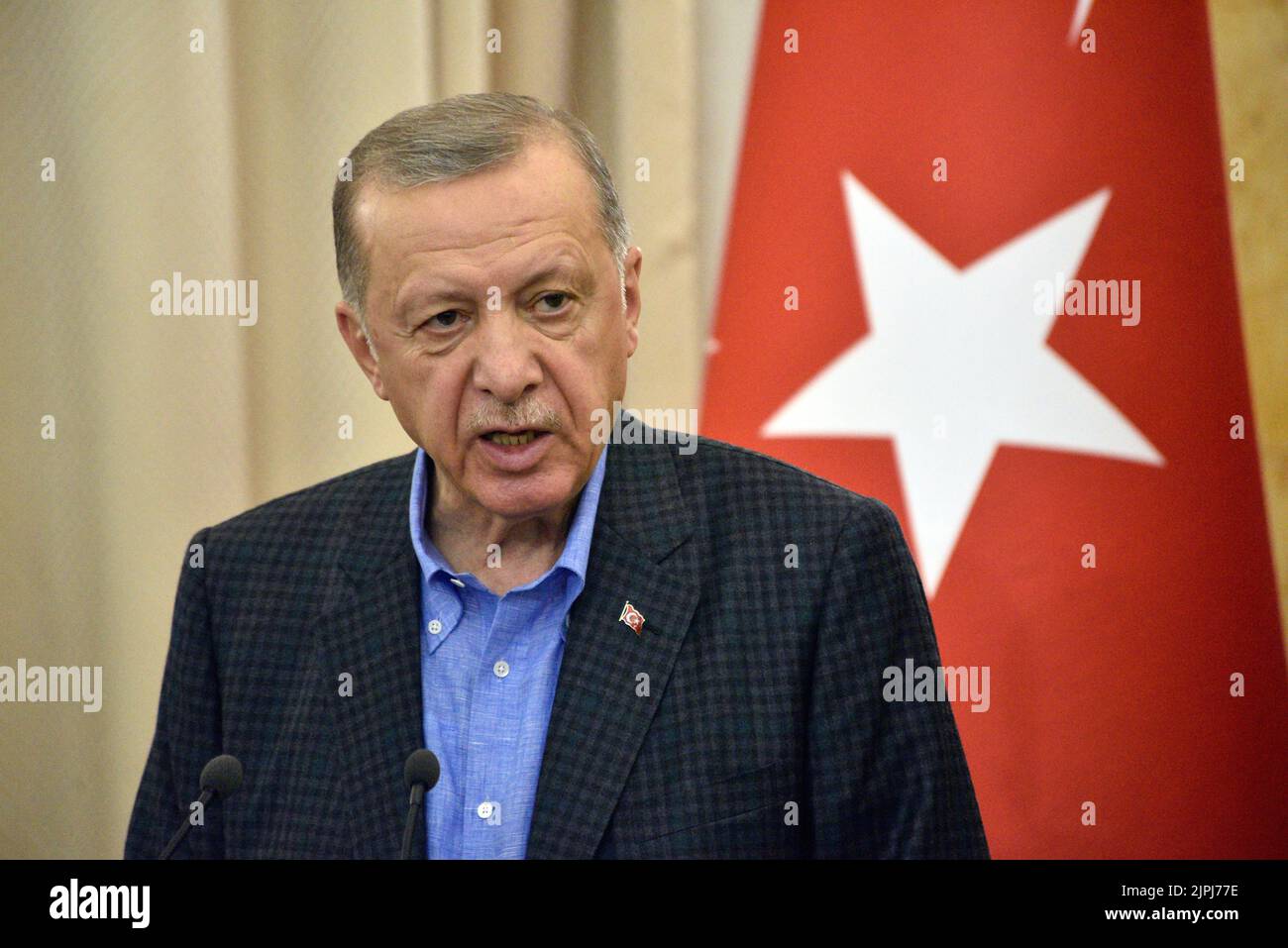 LVIV (UKRAINE) - le 18 AOÛT 2022 - le Président de la République du Turkiye Recep Tayyip Erdogan assiste à une conférence de presse conjointe avec le Président de l'Ukraine Banque D'Images