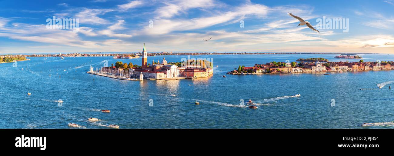 san giorgio maggiore, lagune vénitienne, drohnenflug, san giorgio di maggiore, lagunes vénitiennes Banque D'Images