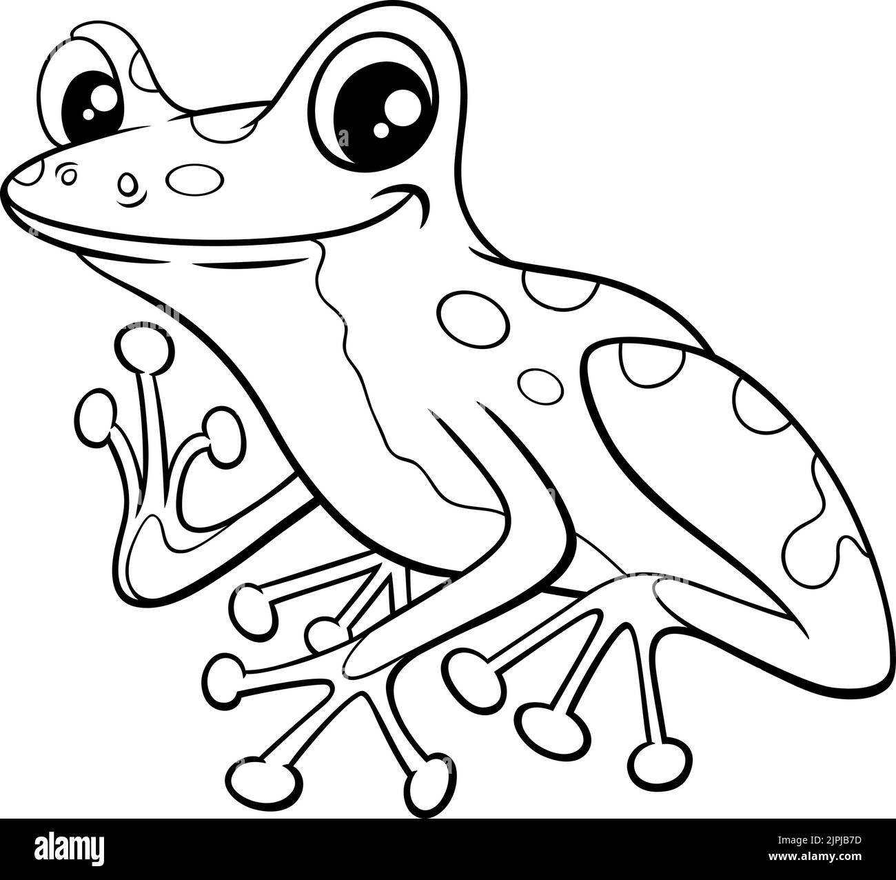 Dessin animé noir et blanc illustration de poison dart grenouille bande dessinée animal caractère coloriage page Illustration de Vecteur