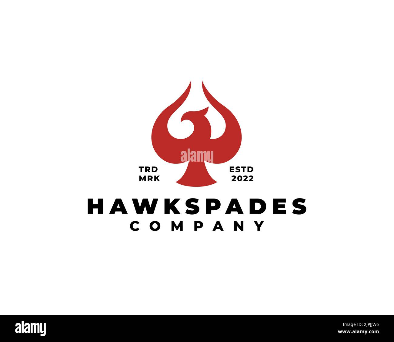 Un logo créatif avec texte « Hawk Spades Company » sur fond blanc Illustration de Vecteur