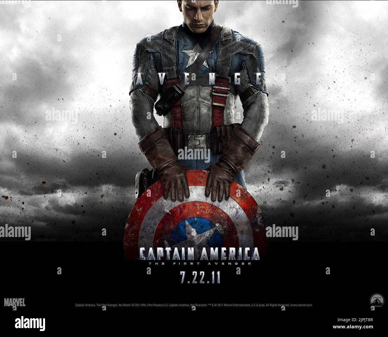 AFFICHE DE CHRIS EVANS, CAPTAIN AMERICA : LE PREMIER VENGEUR, 2011 Banque D'Images