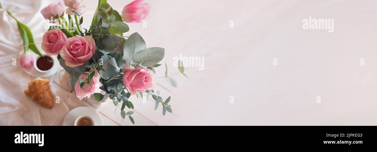 bouquet, saint-valentin, petit déjeuner, bouquets, saint-valentin, saint valentin, petits déjeuners Banque D'Images