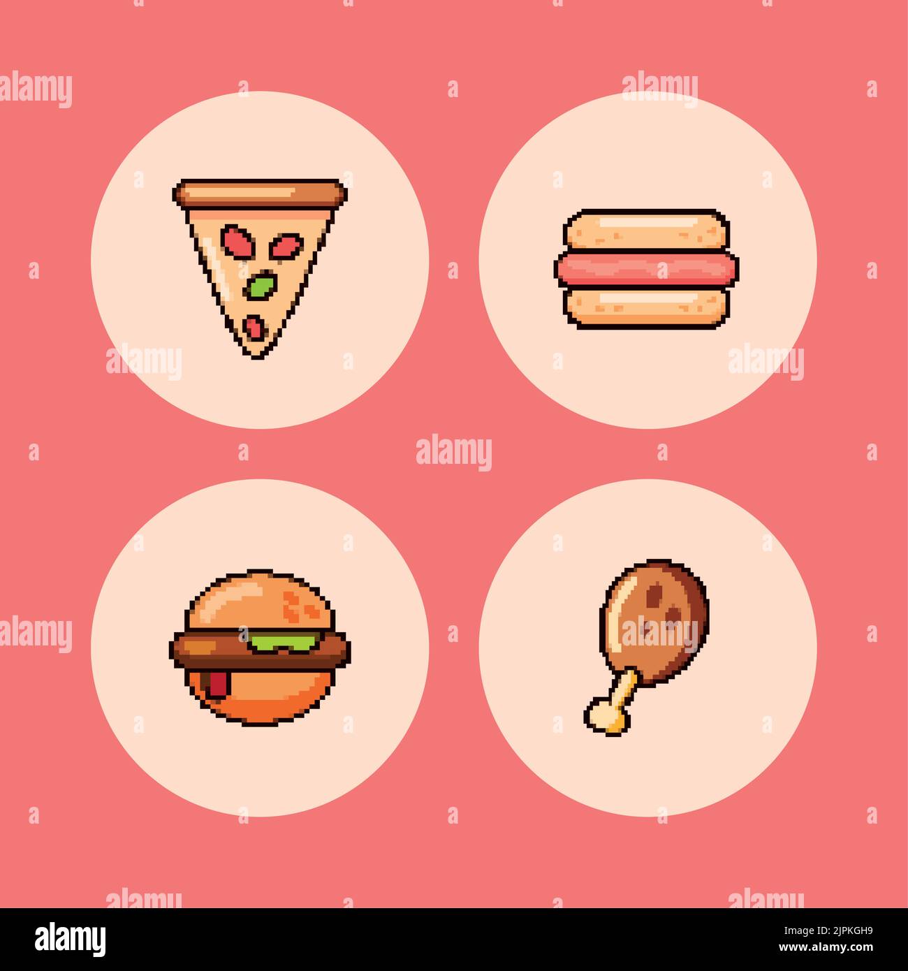 jeu de pixels artistiques fast food Illustration de Vecteur