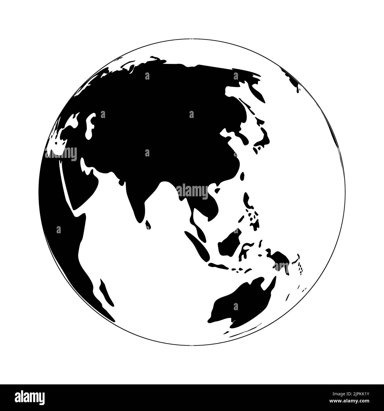 Globe terrestre. Vue géographique du monde avec une silhouette simple. Elément de conception. Illustration de Vecteur