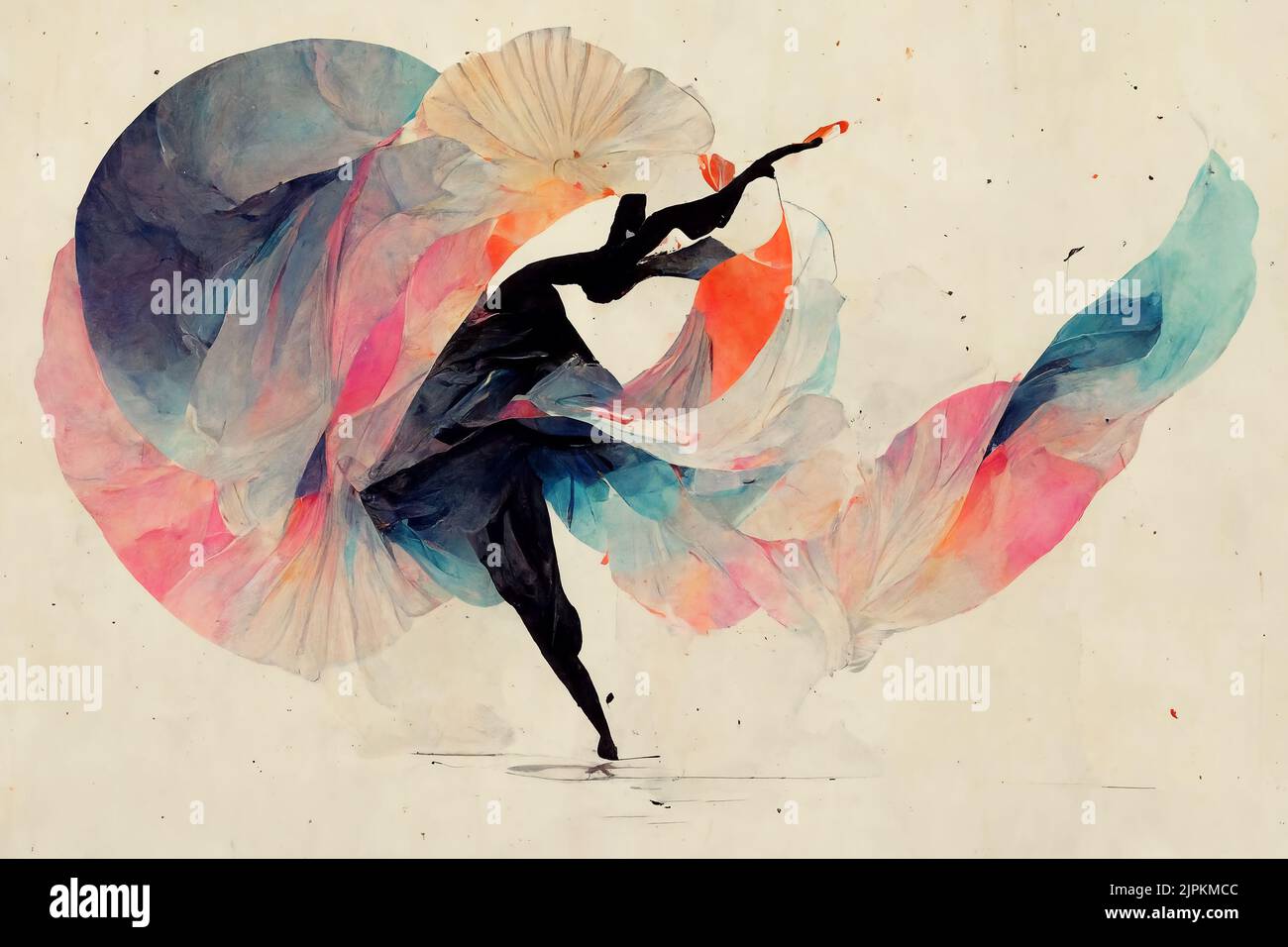 Ballerine dans le flux de la musique et de la couleur, l'arrière-plan  abstrait aquarelle Photo Stock - Alamy