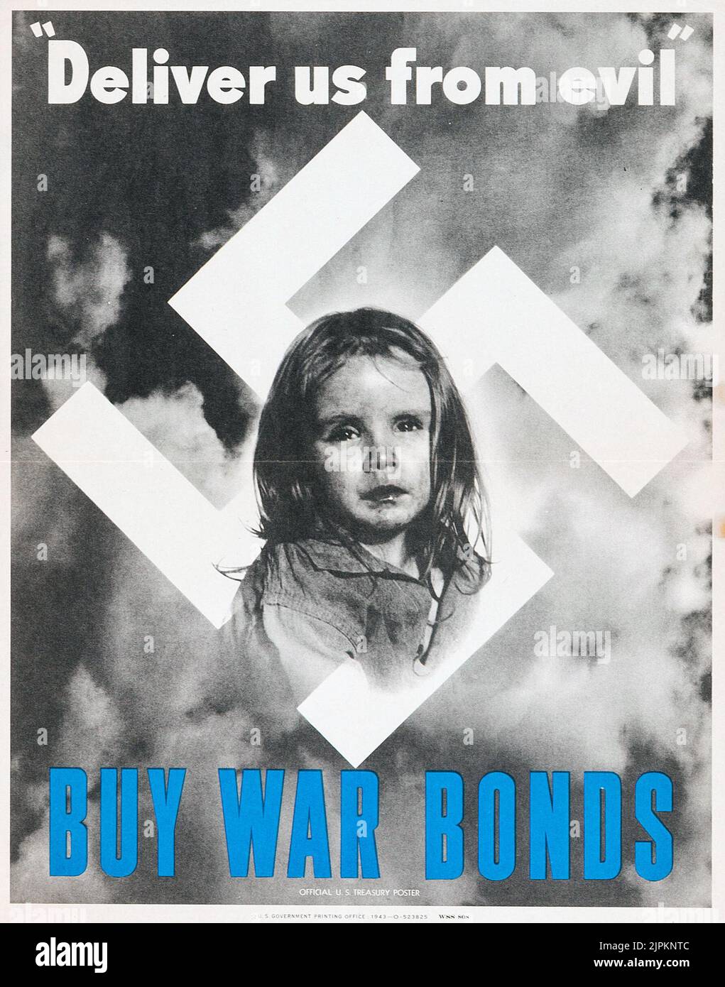 Obligations de guerre de la Seconde Guerre mondiale (États-Unis Bureau d'impression du gouvernement, 1943). L'affiche indique « Disevers US from Evil ». Guerre Banque D'Images