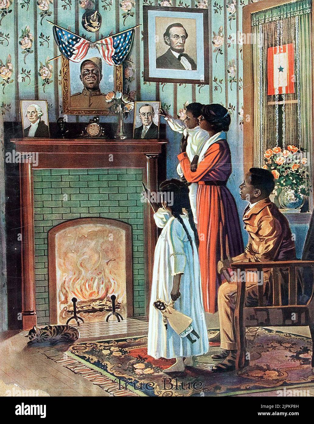 Famille afro-américaine. Lithographie intitulée True Blue. [env. 1918] Banque D'Images