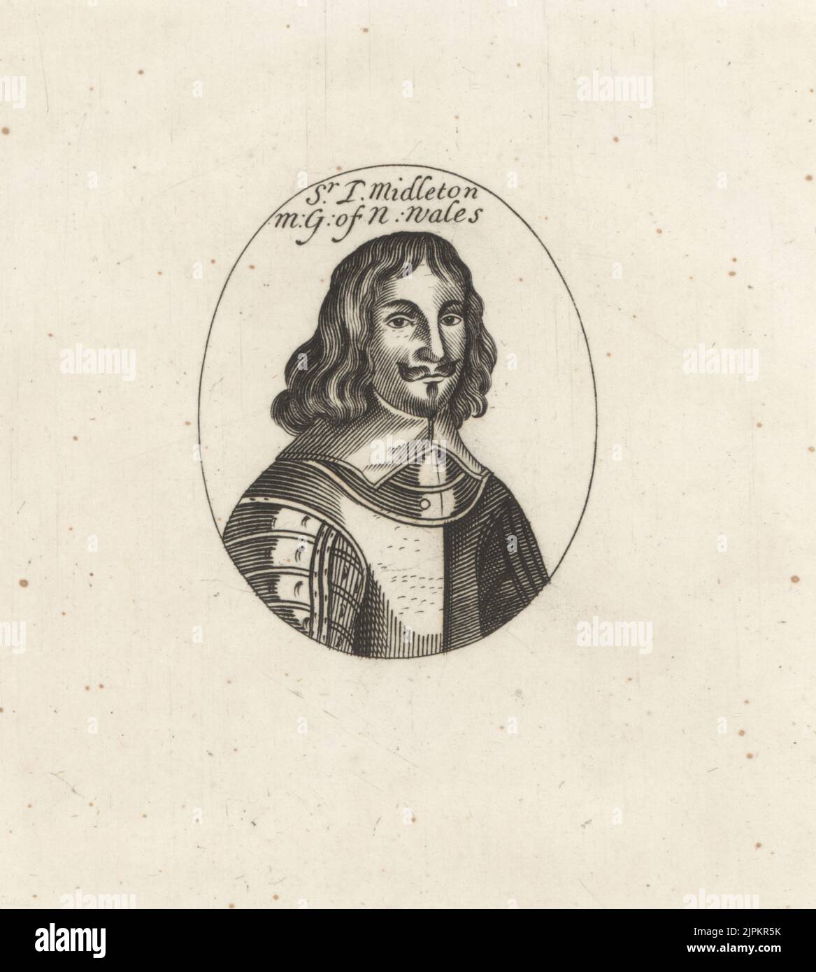 Sir John Middleton, soldat écossais et général, 1608-1674. Pikeman dans l'armée parlementaire pendant la guerre civile anglaise, plus tard un général de division dans l'armée cavalier du roi Charles Ier. Col Uni, gorge et doublet. Sr. J. Midleton, MG de N. Wales. D'un tirage rare. Banque D'Images