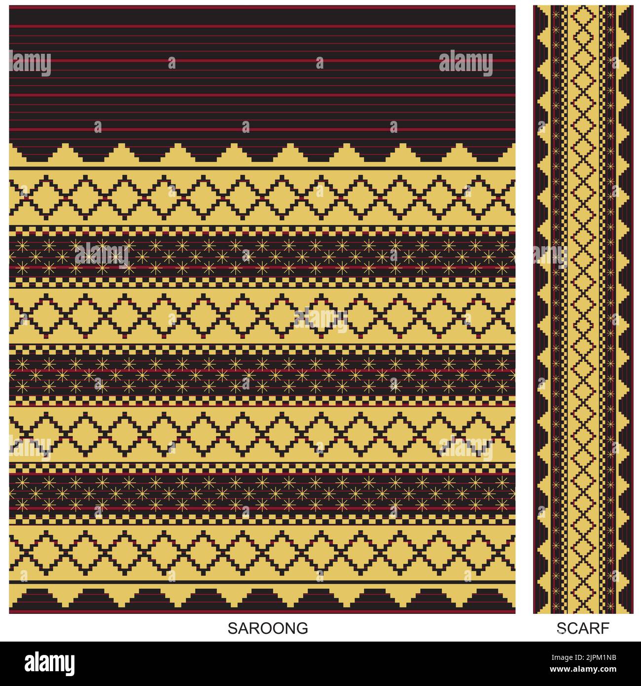 Un Tapis Tangkit Betang est un patrimoine culturel Lampung tricoté et tissé caractéristiques étoiles symboles Illustration de Vecteur