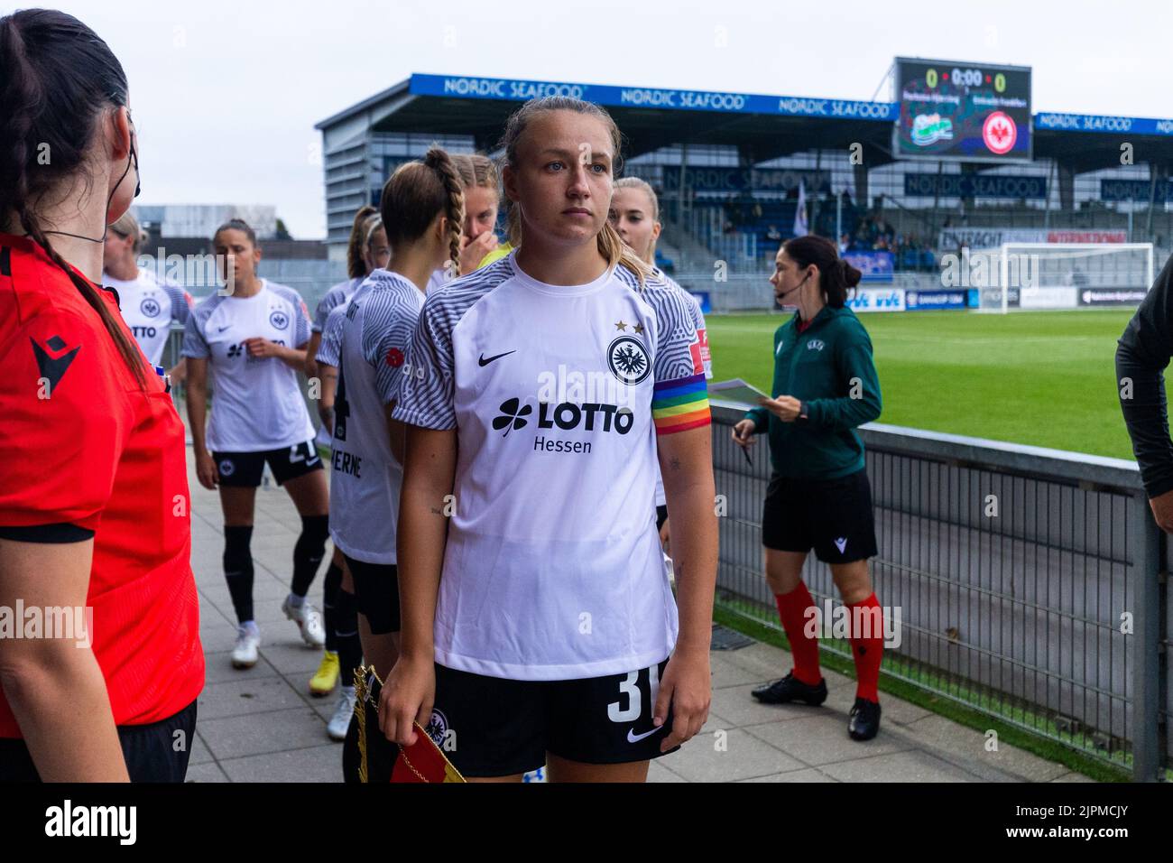 Hjorring, Danemark. 18th août 2022. Tanja Pawollek (31) d'Eintracht Frankfurt vu avant le match de qualification de l'UEFA Women's Champions League entre Fortuna Hjorring et Eintracht Frankfurt à Hjorring Stadion à Hjorring. (Crédit photo : Gonzales photo/Alamy Live News Banque D'Images