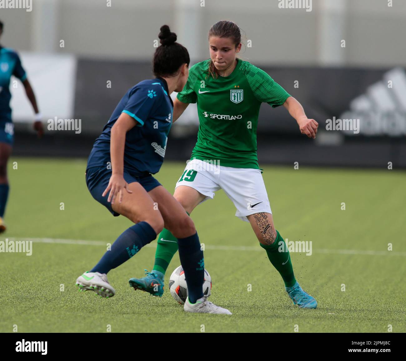 Anastasia Ivanova de Tallinna FC Flora pendant le match Tallin FC Flora et FC qiryat lors du premier tour de qualification de la Ligue des champions des femmes de l’UEFA sur 18 août 2022 au terrain d’entraînement de Juventus, à Turin, en Italie. Photo Nderim Kaceli Banque D'Images