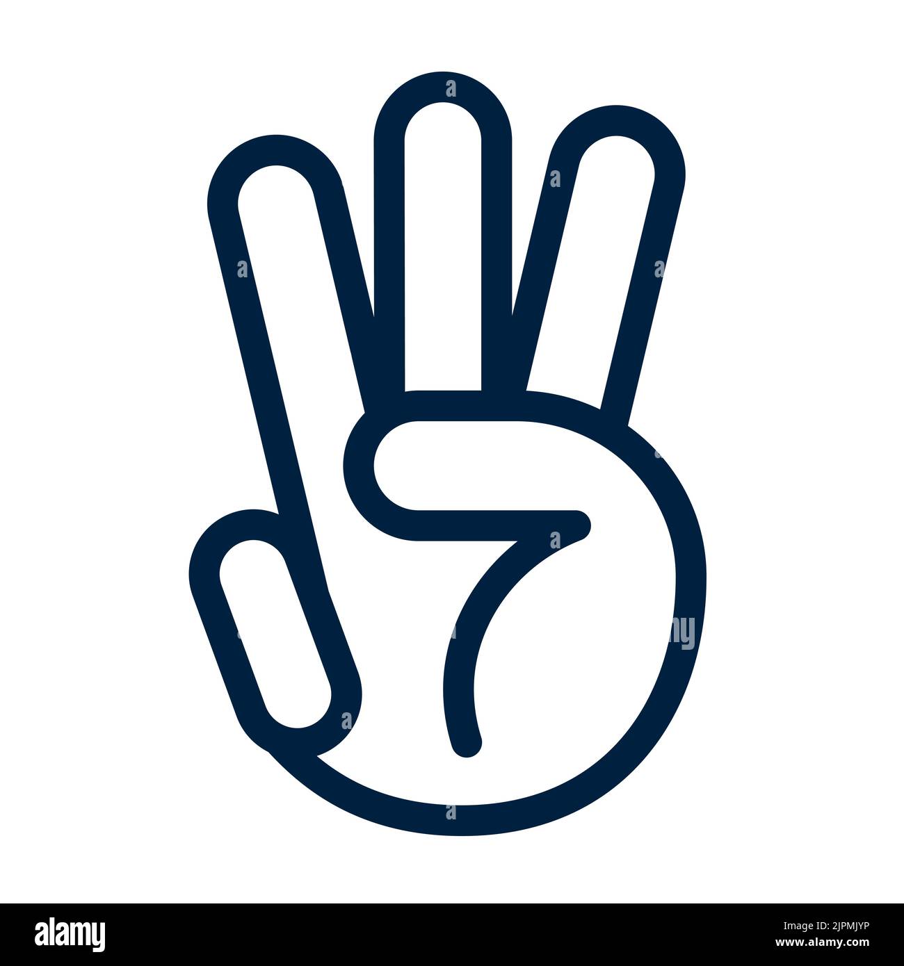 L'icône main avec trois doigts compte le symbole de geste numéro trois. Illustration vectorielle. Illustration de Vecteur