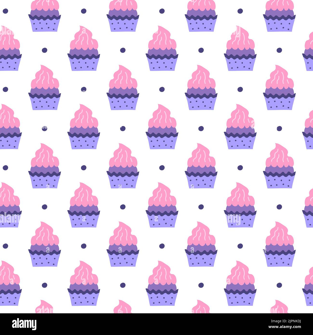 Motif simple sans couture avec petits gâteaux et pois colorés. Illustration de Vecteur