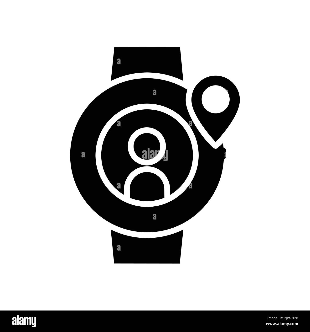 Icône de la montre intelligente avec personnes et emplacement. Icône liée à la technologie, appareil intelligent. Style d'icône de glyphe, Uni. Conception simple modifiable Illustration de Vecteur