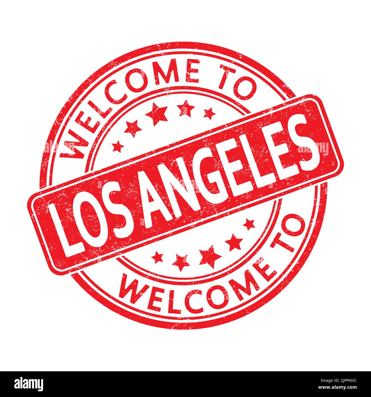 Bienvenue à LOS ANGELES. Impression d'un timbre rond avec une éraflure. Style plat Illustration de Vecteur