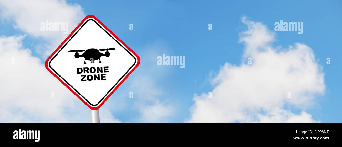 signe de zone de drone sur fond blanc Banque D'Images