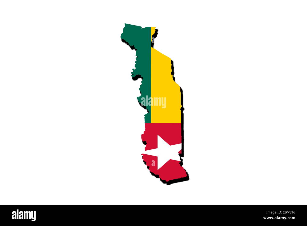 Silhouette de la carte du togo avec son drapeau Banque D'Images