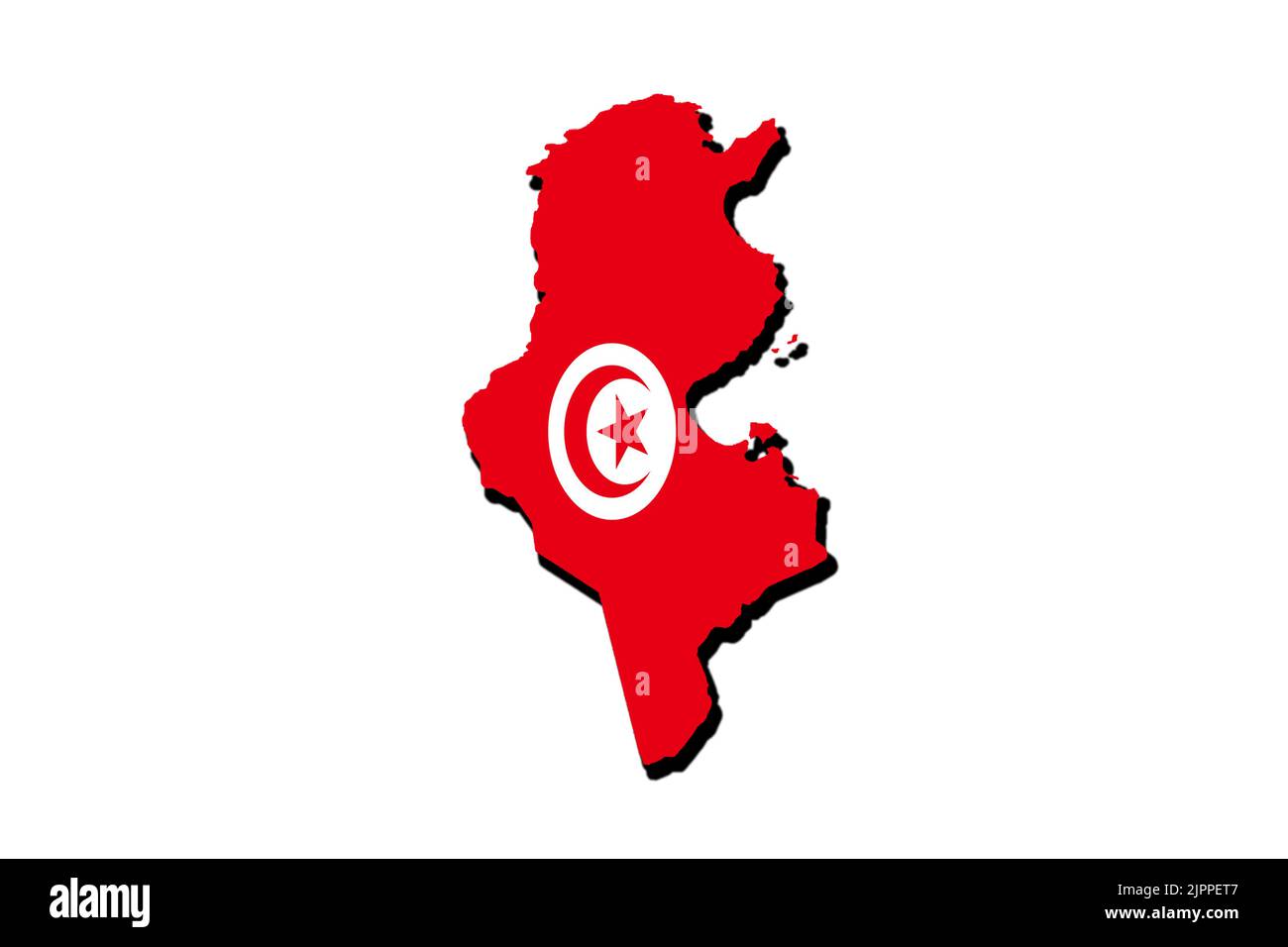 Silhouette de la carte de Tunisie avec son drapeau Banque D'Images