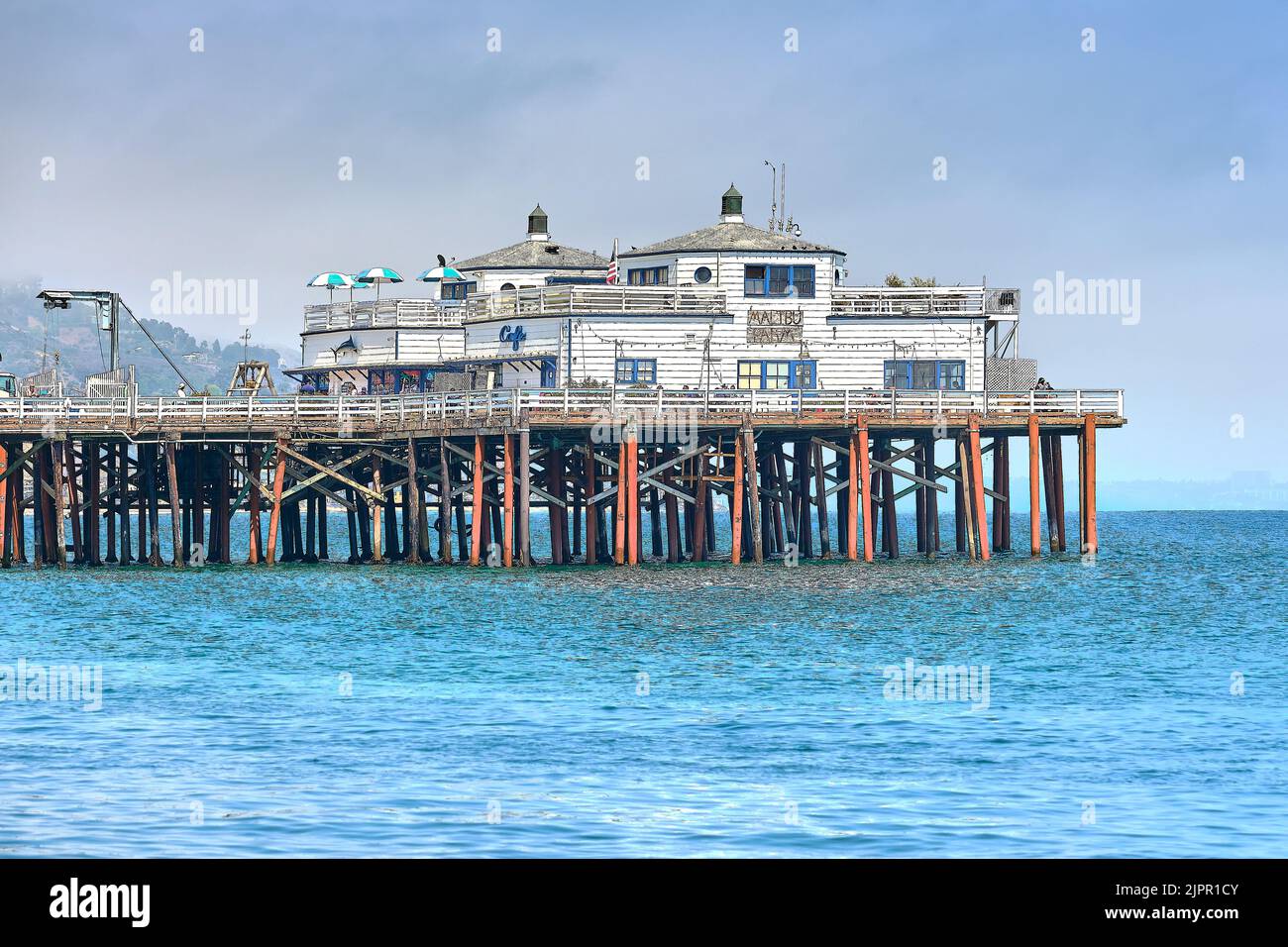 Le Malibu Farm Pier Cafe de la plage à Malibu, Californie, États-Unis Banque D'Images