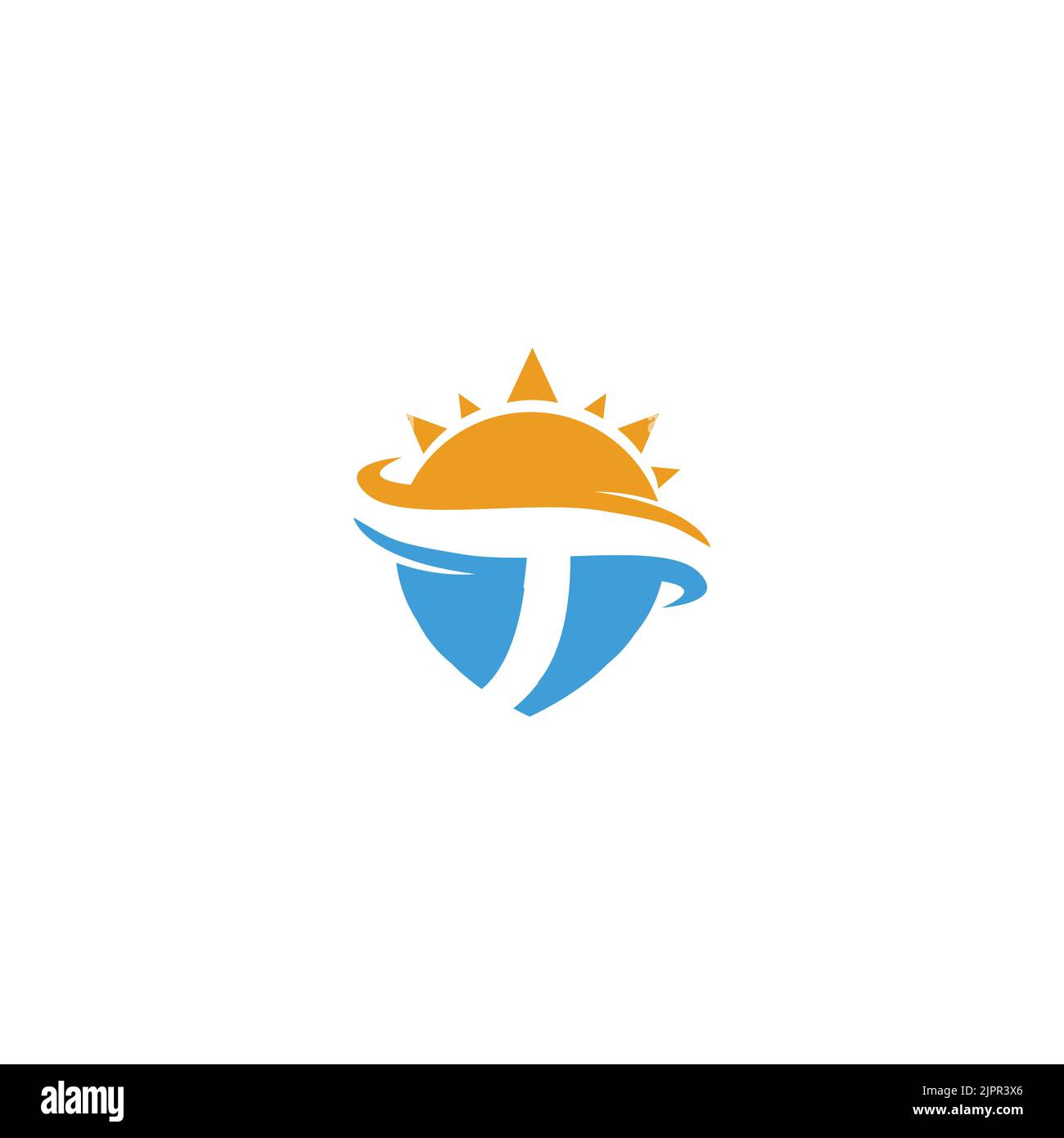 T logo de la compagnie de vacances, symbole de vacances, logo de voyage soleil mer Illustration de Vecteur