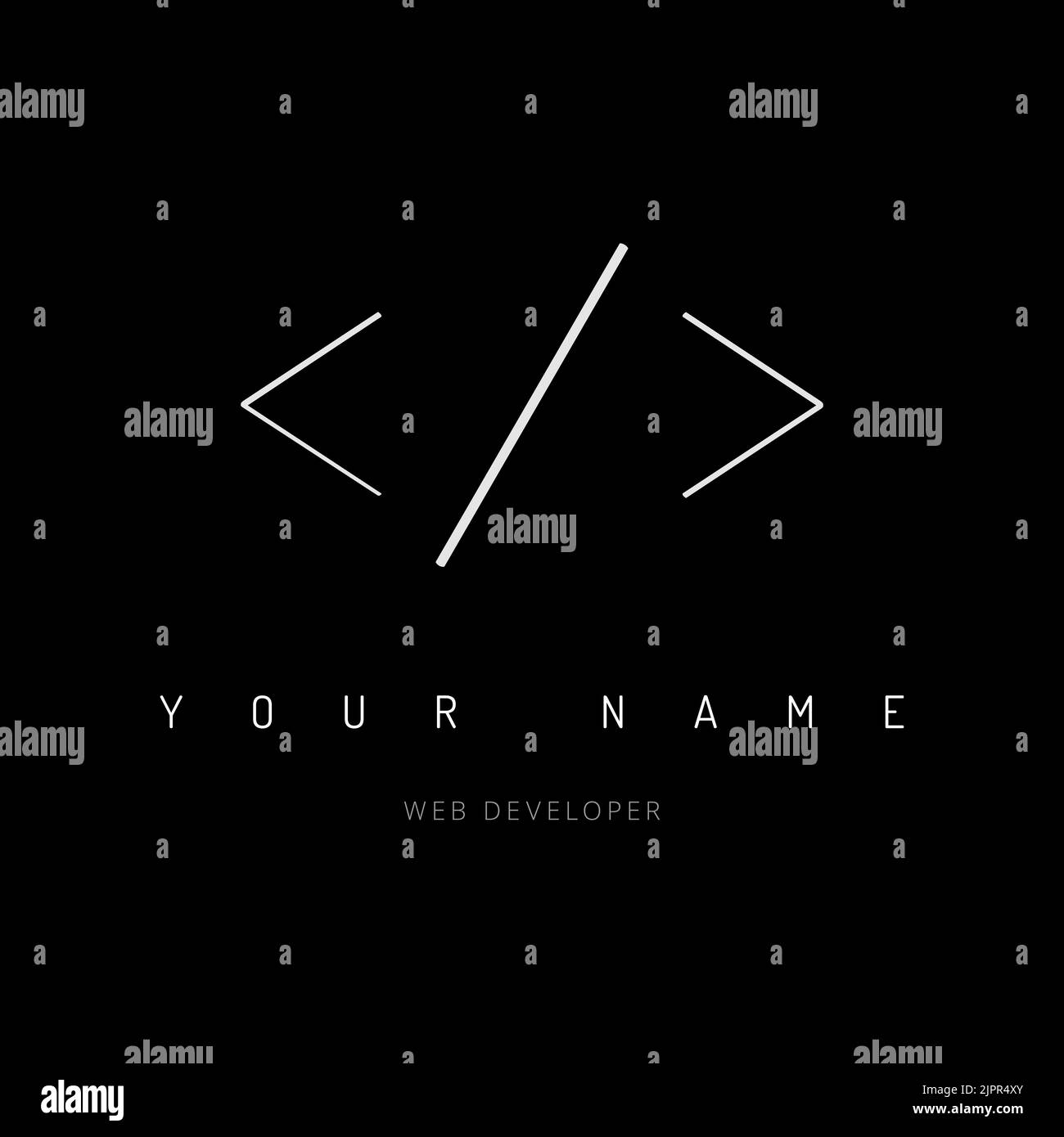 Logo code abstrait. Concept de logotype de développeur Web minimaliste. Élément de codage HTML créatif sur fond noir. Elément vectoriel Illustration de Vecteur