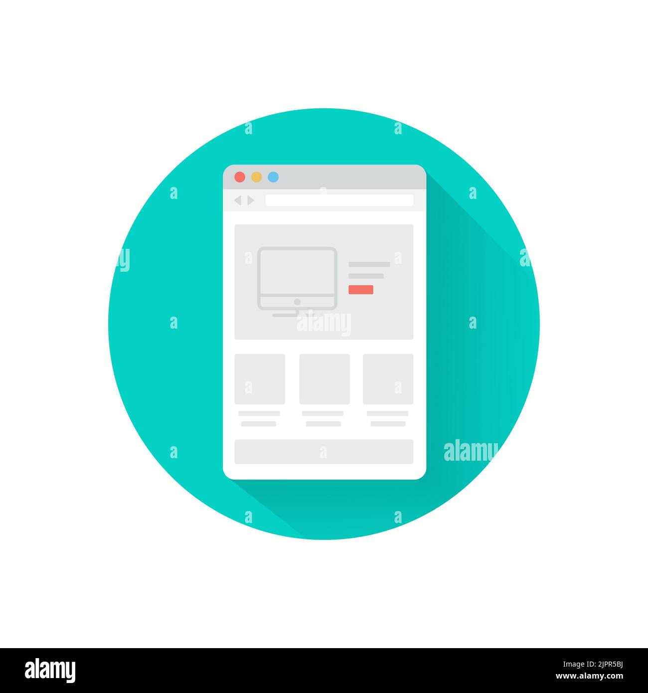 Icône de prototypage de site Web. Concept d'icône de disposition d'interface numérique. Icône de style plat dans un cercle sur fond blanc. Icône vecteur Illustration de Vecteur