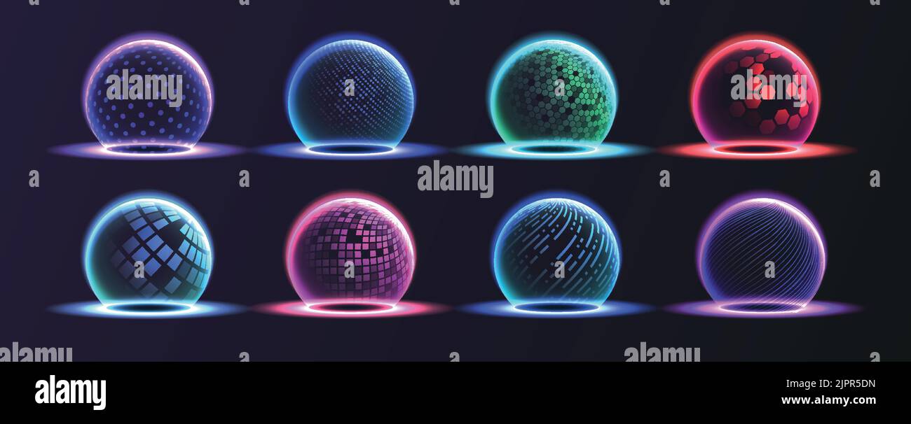 Ensemble d'énergie du bouclier sphérique Illustration de Vecteur