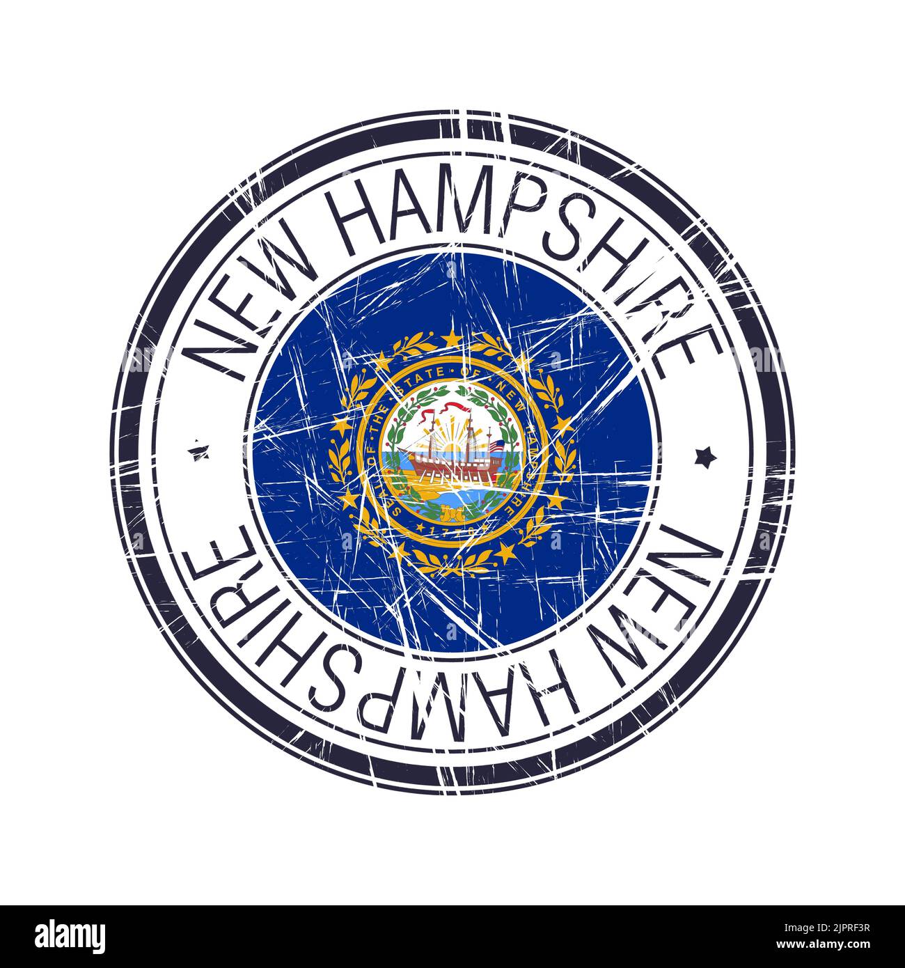 Grand état du New Hampshire timbre postal en caoutchouc, objet vectoriel sur fond blanc Banque D'Images
