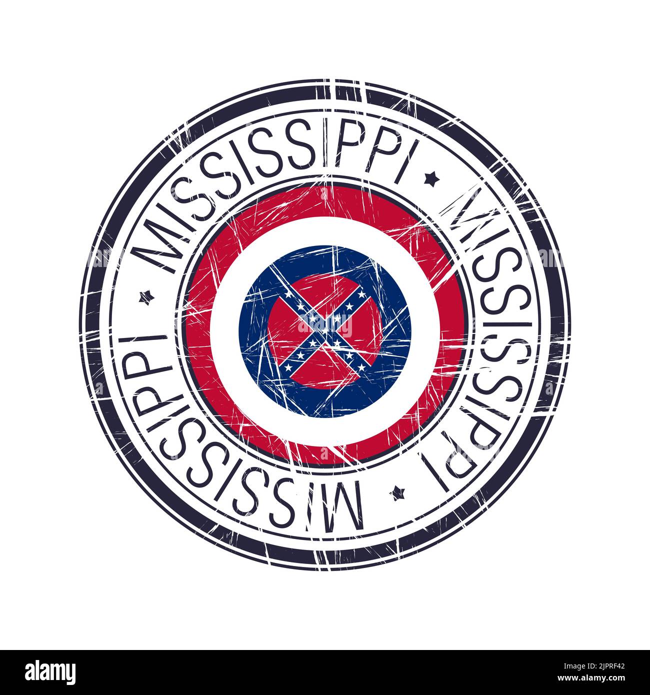 Grand état du Mississippi timbre postal en caoutchouc, objet vectoriel sur fond blanc Banque D'Images