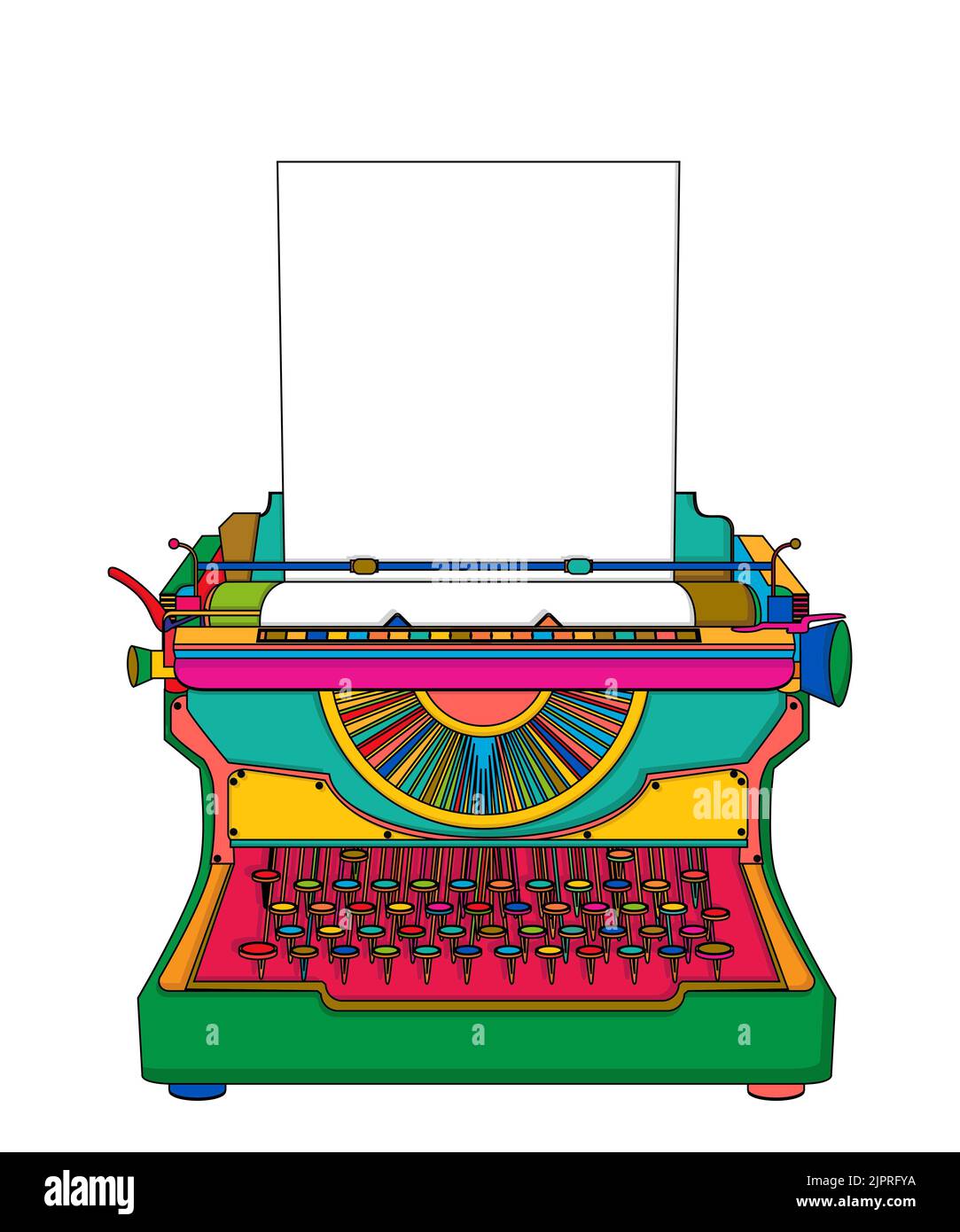 Machine à écrire en couleur sur fond blanc du vecteur Banque D'Images