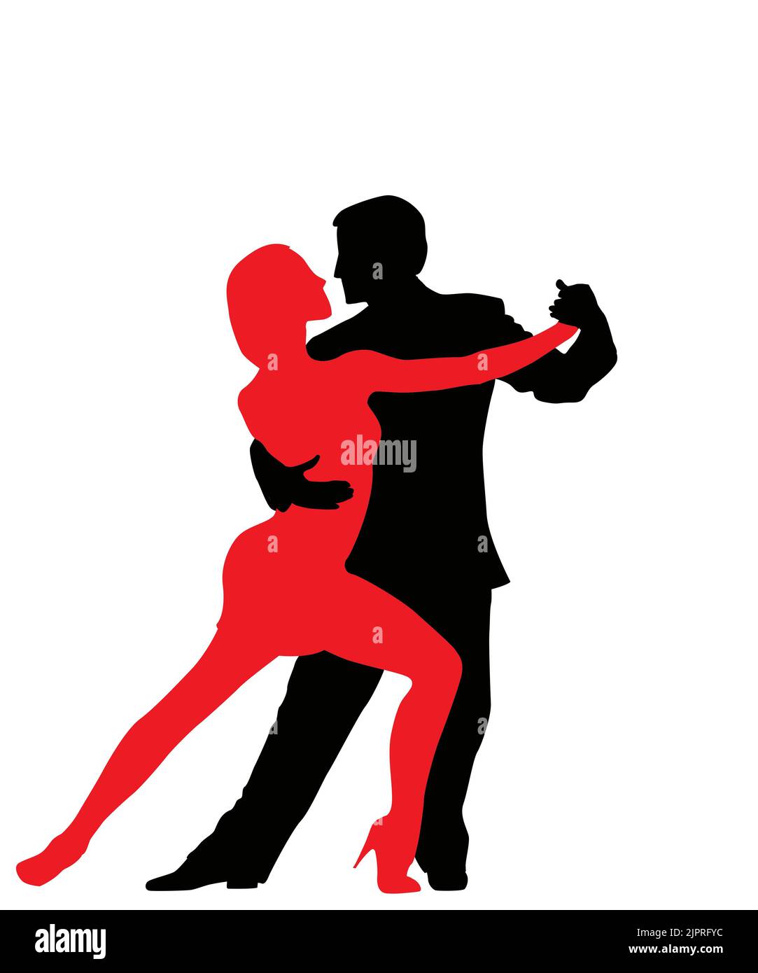 Les danseurs de tango, les silhouettes des objets groupés et isolés sur fond blanc Banque D'Images