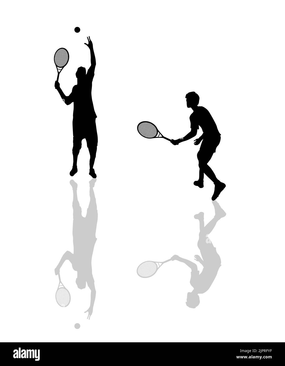 Silhouettes des joueurs de tennis sur fond blanc Banque D'Images