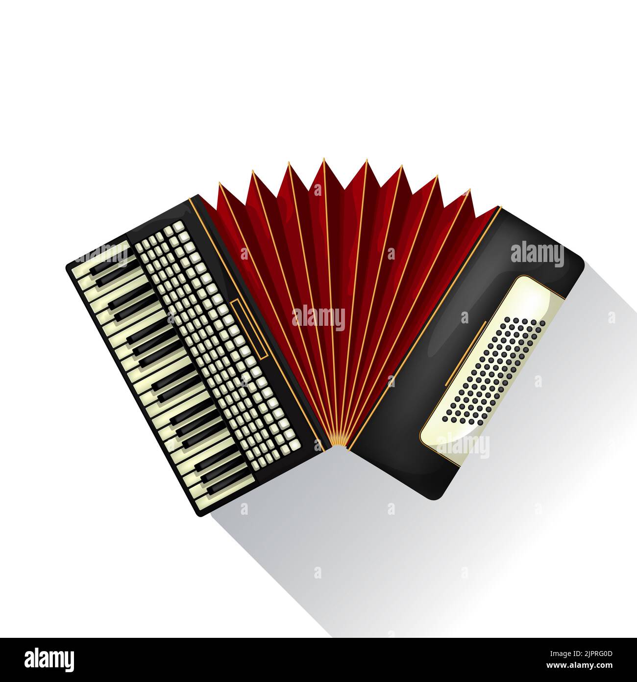 Accordéon vecteur réaliste ombre abd against white background Banque D'Images