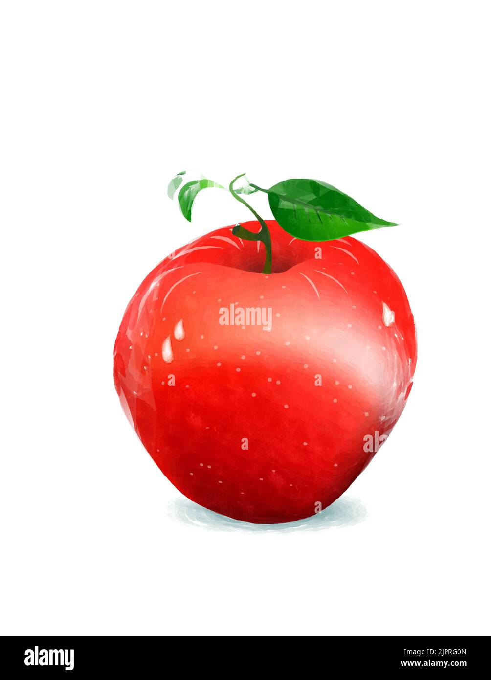 Dessin de style aquarelle d'une pomme rouge sur fond blanc Banque D'Images