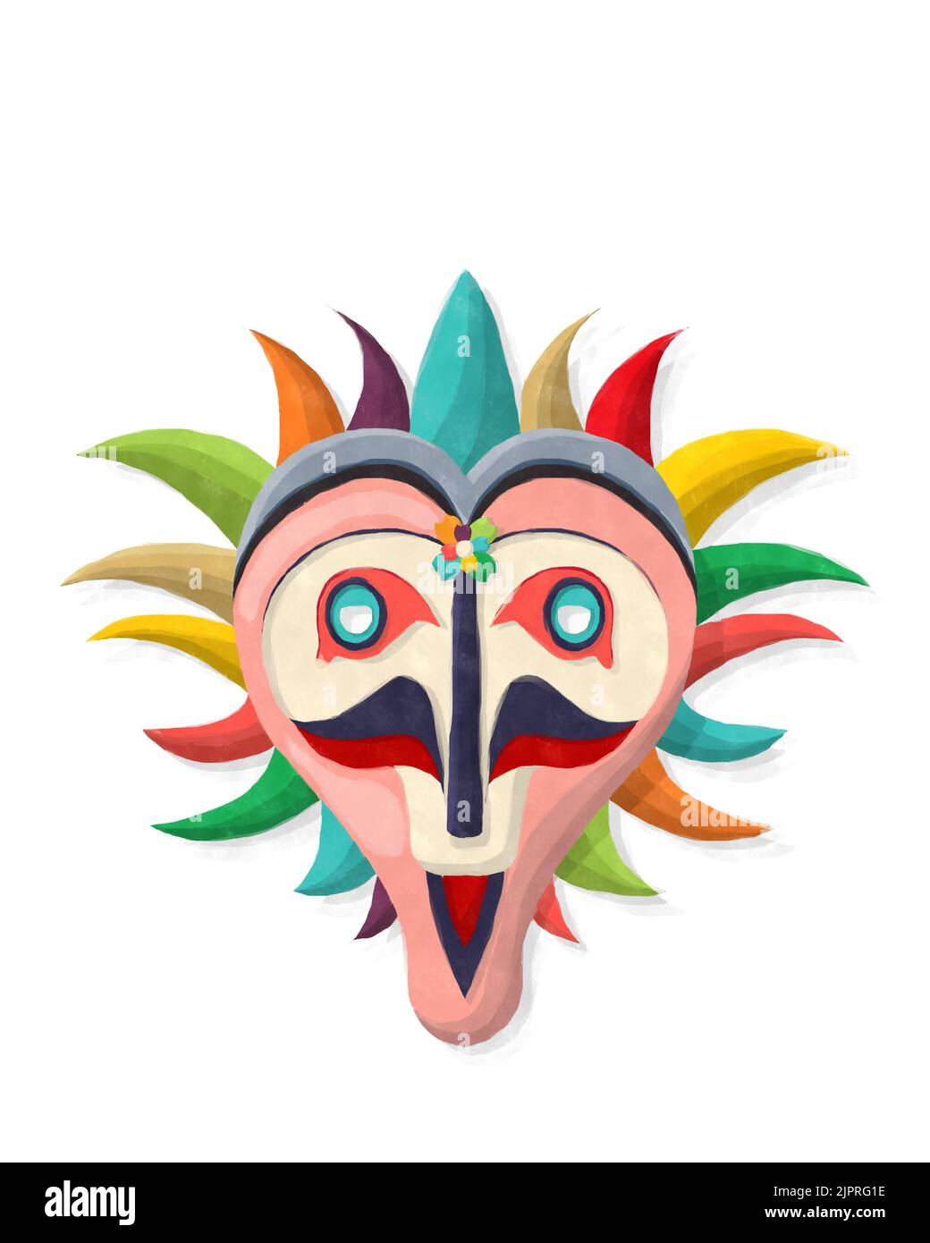 Style aquarelle dessin d'un masque de carnaval sur fond blanc Banque D'Images