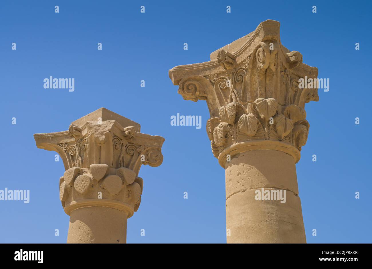 Säulen mit korinthischen Kapitellen, Hathor-Tempel, Dendera, Qina, Ägitten Banque D'Images